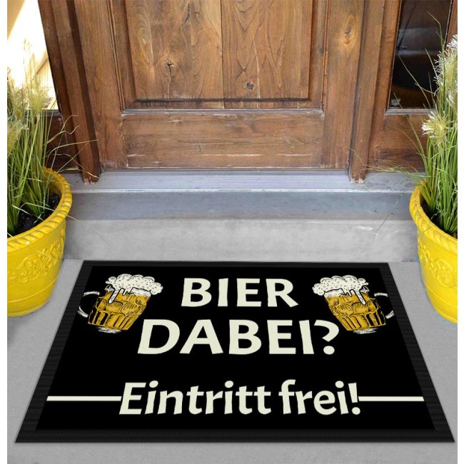 Fu&szlig;matte mit Spruch - Bier dabei Eintritt frei! - 90 x 60 cm