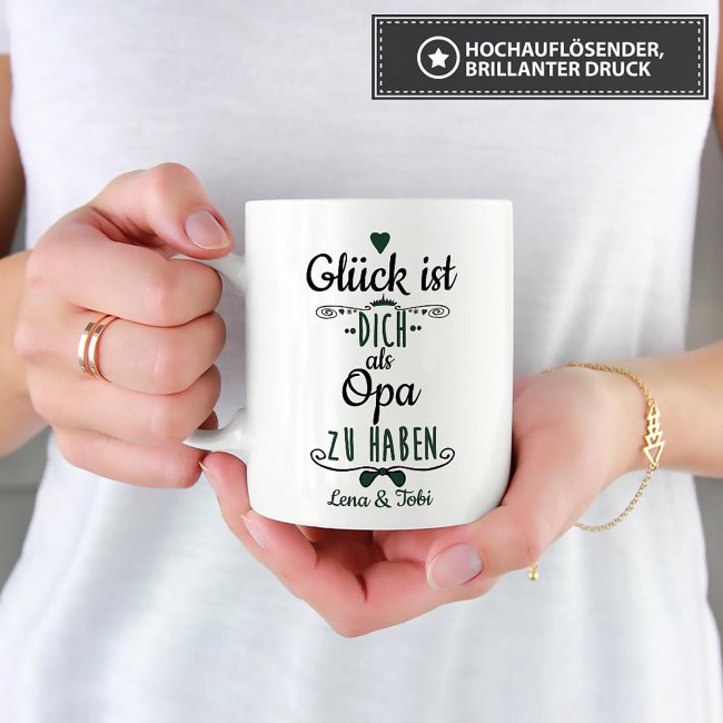 Tasse f&uuml;r Opa von - mit Wunschnamen und Foto - Wei&szlig;