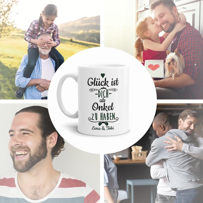 Tasse f&uuml;r Onkel von - mit Wunschnamen und Foto - Wei&szlig;