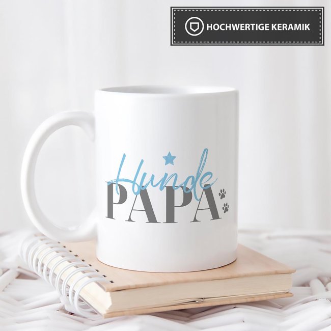 Tasse mit Spruch - Hundepapa - mit Foto &amp; Name