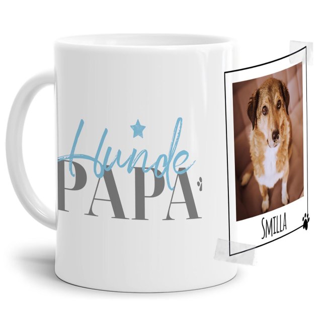 Tasse mit Spruch - Hundepapa - mit Foto &amp; Name