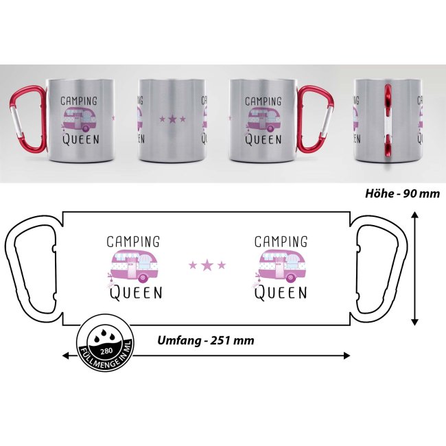 Karabiner Tasse - Camping Queen