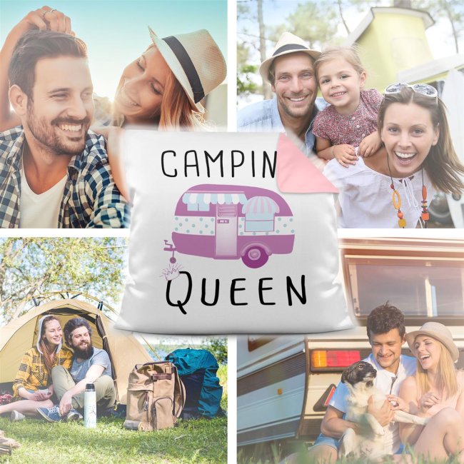 Camping Kissen - Camping Queen - R&uuml;ckseite Rosa