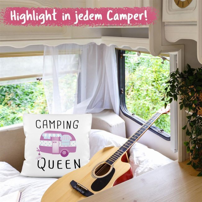 Camping Kissen - Camping Queen - R&uuml;ckseite Rosa