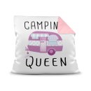 Camping Kissen - Camping Queen - R&uuml;ckseite Rosa