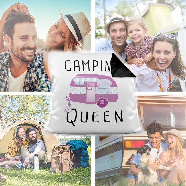 Camping Kissen - Camping Queen - R&uuml;ckseite Schwarz