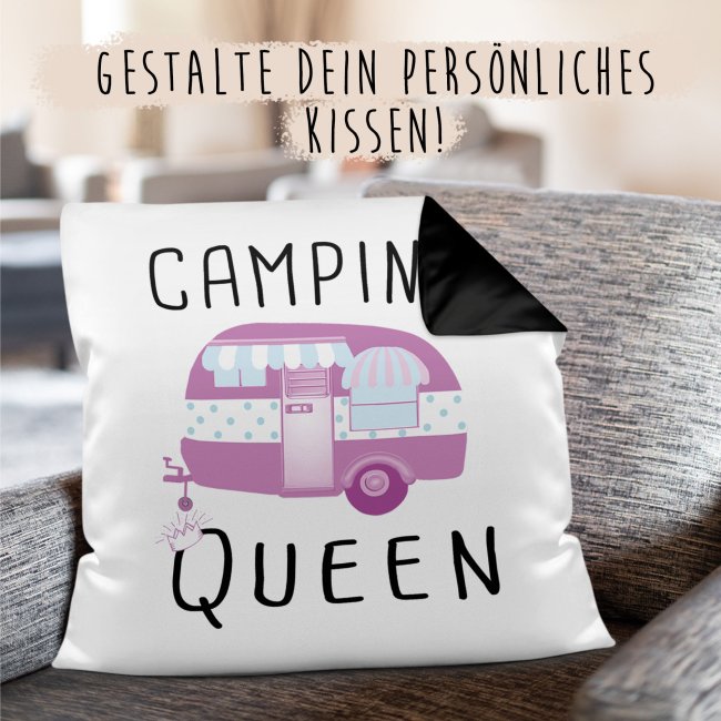 Camping Kissen - Camping Queen - R&uuml;ckseite Schwarz