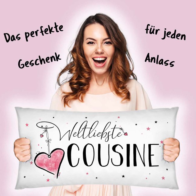 XXL-Kissen mit Spruch - Weltliebste Cousine