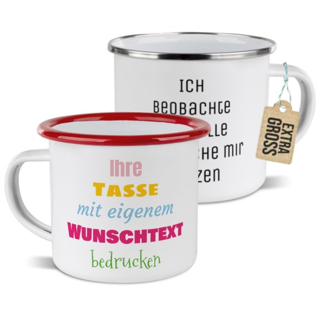 Emaille-Tasse mit Wunschtext - verschiedene Gr&ouml;&szlig;en