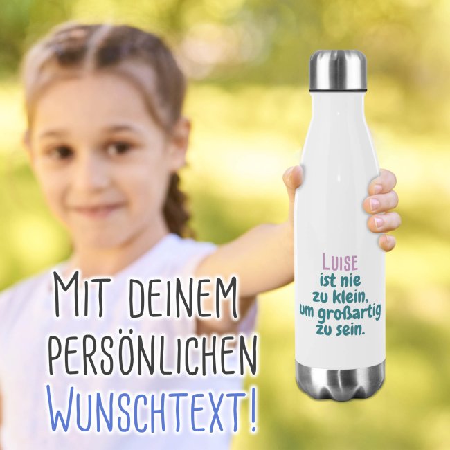 Trinkflasche aus Edelstahl in Wei&szlig; mit Wunschtext - in 500 ml und 750 ml