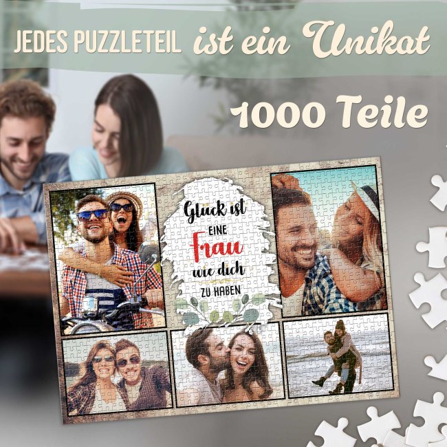 Foto-Puzzle f&uuml;r die Frau  - Gl&uuml;ck ist - 500, 1000 oder 2000 Teile in