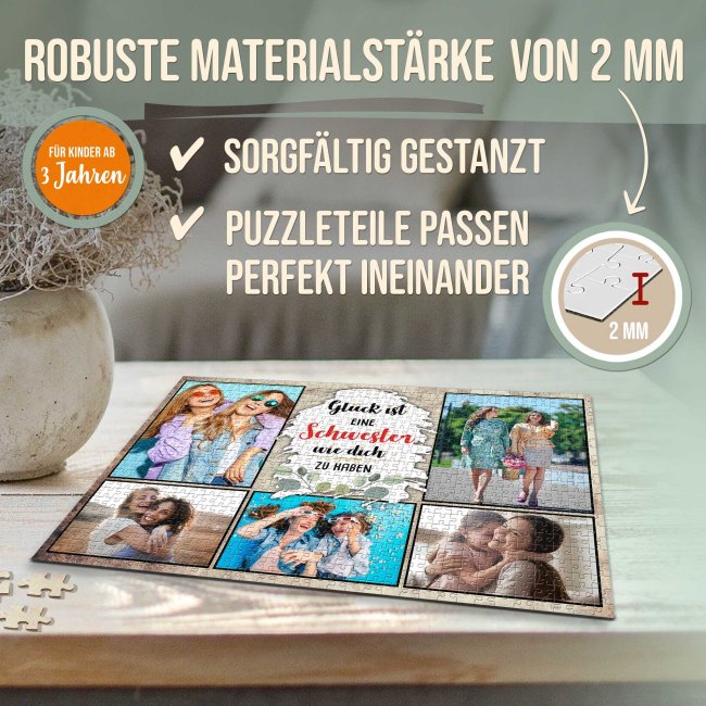 Foto-Puzzle f&uuml;r die Schwester  - Gl&uuml;ck ist - 500, 1000 oder 2000 Teile in