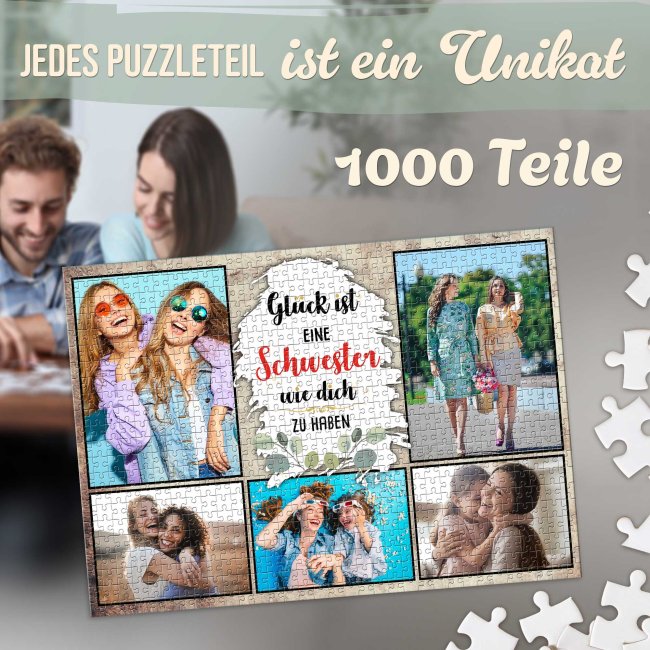 Foto-Puzzle f&uuml;r die Schwester  - Gl&uuml;ck ist - 500, 1000 oder 2000 Teile in