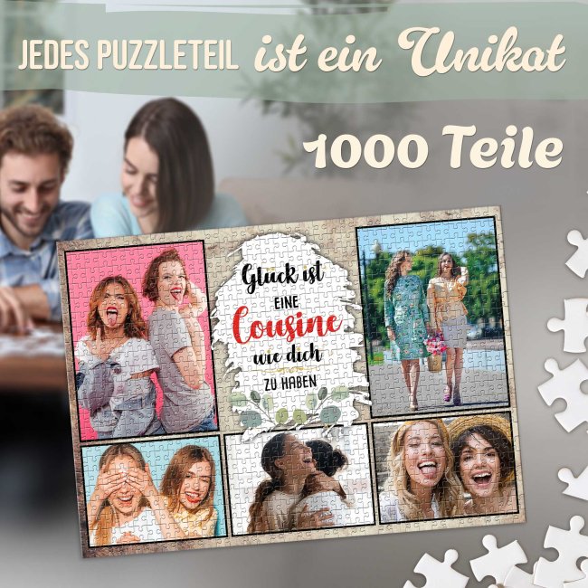 Foto-Puzzle f&uuml;r die Cousine  - Gl&uuml;ck ist - 500, 1000 oder 2000 Teile in