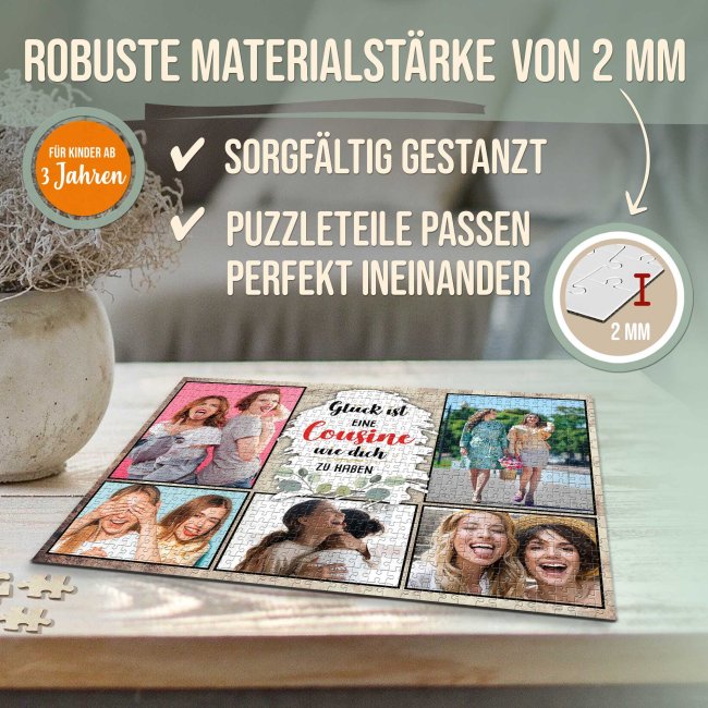 Foto-Puzzle f&uuml;r die Cousine  - Gl&uuml;ck ist - 1000 Teile in Metalldose