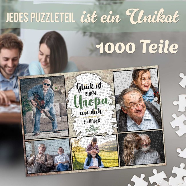 Foto-Puzzle f&uuml;r den Uropa  - Gl&uuml;ck ist - 500, 1000 oder 2000 Teile in