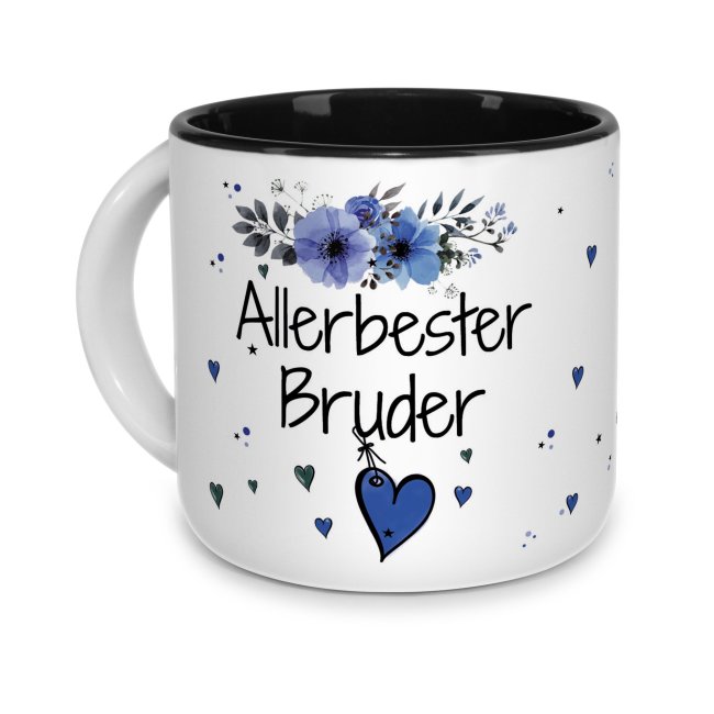 Pott-Tasse - Allerbester Bruder - Innen Schwarz