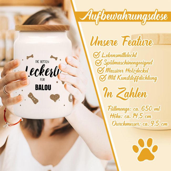 Leckerlidose f&uuml;r Hunde/Katzen - die besten Leckerli f&uuml;r - mit Name