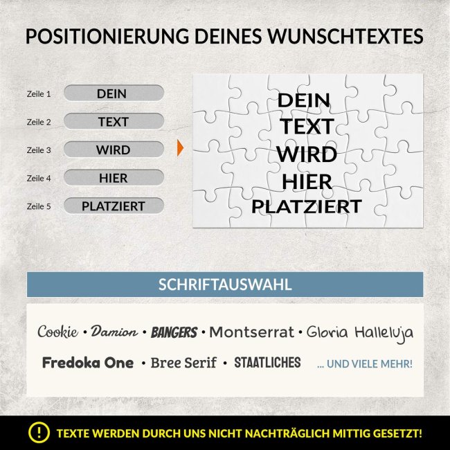 Puzzle mit pers&ouml;nlicher Botschaft selbst gestalten - Herz Luftballons - 24 Teile im Briefumschlag mit Goldinlay