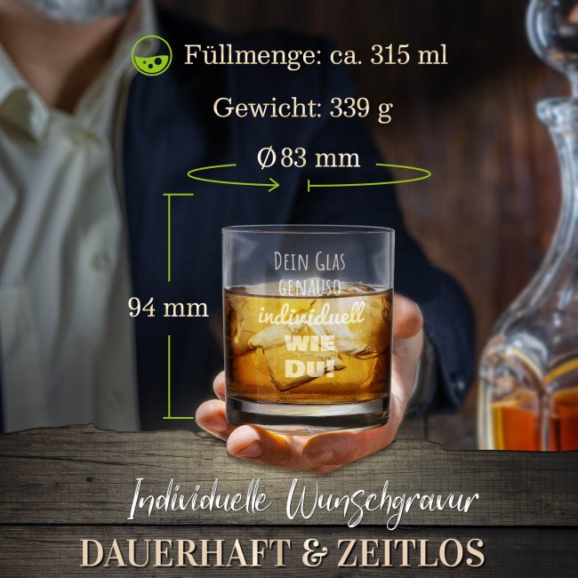 Personalisiertes Whiskyglas mit Gravur selbst gestalten - 300 ml