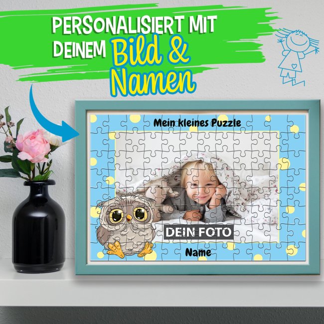 Fotopuzzle f&uuml;r Kinder selbst gestalten - Mein kleines Puzzle mit Name - Eule - 96 Teile