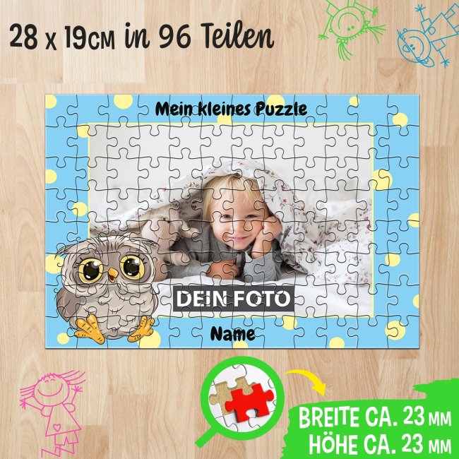 Fotopuzzle f&uuml;r Kinder selbst gestalten - Mein kleines Puzzle mit Name - Eule - 96 Teile