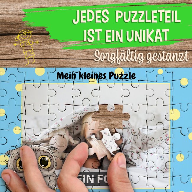 Fotopuzzle f&uuml;r Kinder selbst gestalten - Mein kleines Puzzle mit Name - Eule - 96 Teile