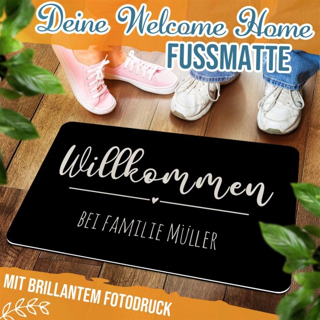 Filz-Fu&szlig;matte - Willkommen mit Wunschtext - 60 x 40 cm