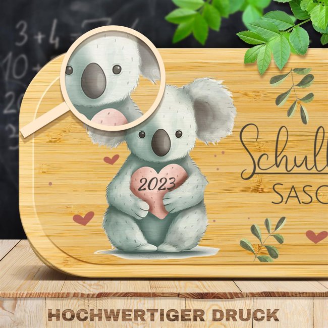 Personalisierbare Brotdose f&uuml;r Schulkind - Koala - mit Name und Jahr