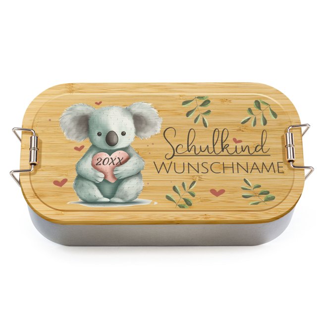 Personalisierbare Brotdose f&uuml;r Schulkind - Koala - mit Name und Jahr