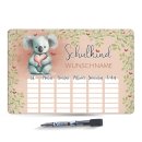 Abwischbarer Stundenplan - Schulkind - Koala - mit Name...