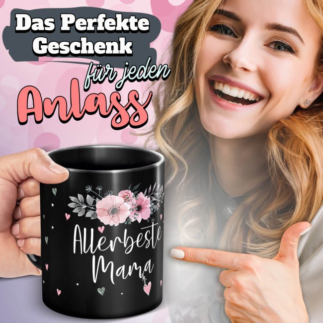 Schwarze Tasse f&uuml;r die allerbeste Mama