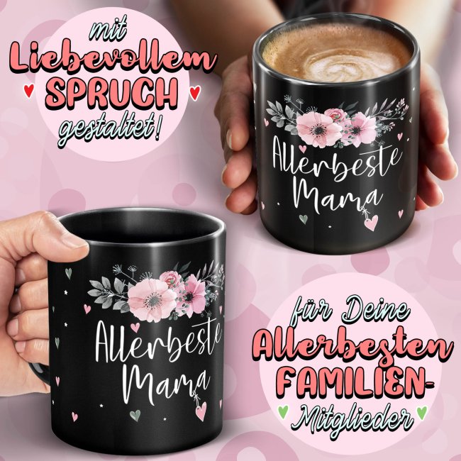 Schwarze Tasse f&uuml;r die allerbeste Mama