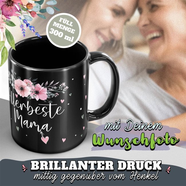 Schwarze Tasse f&uuml;r die allerbeste Mama