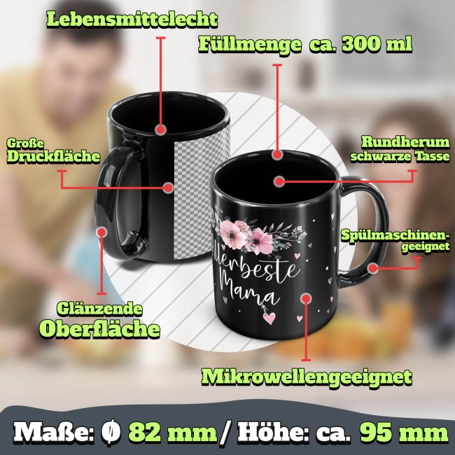 Schwarze Tasse f&uuml;r die allerbeste Mama