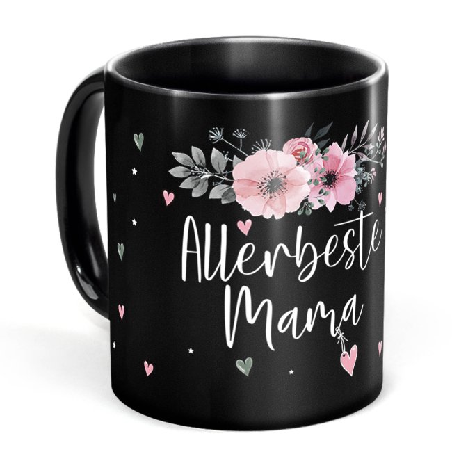 Schwarze Tasse f&uuml;r die allerbeste Mama