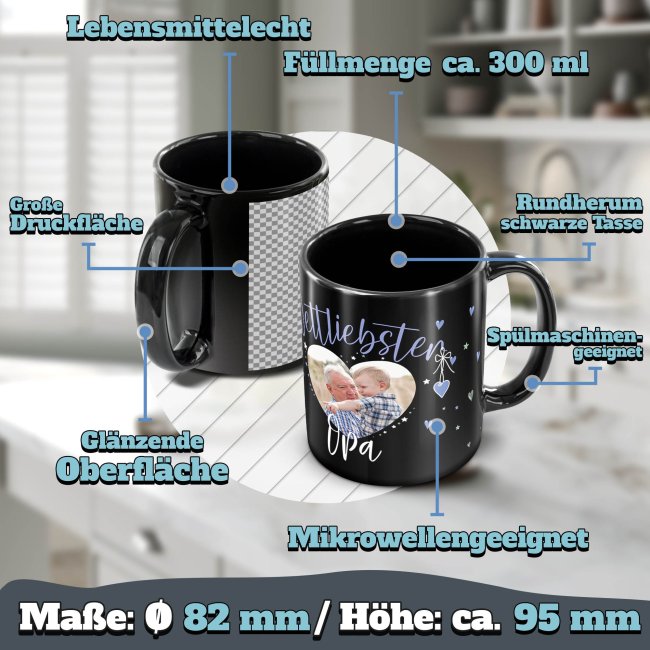 Schwarze Tasse mit Foto - Weltliebster Opa