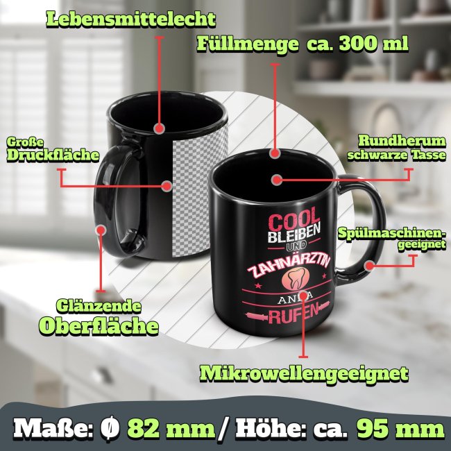 Schwarze Tasse - K&ouml;chin - Berufe-Tasse mit Name