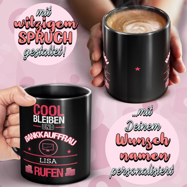 Schwarze Tasse - Konditorin - Berufe-Tasse mit Name