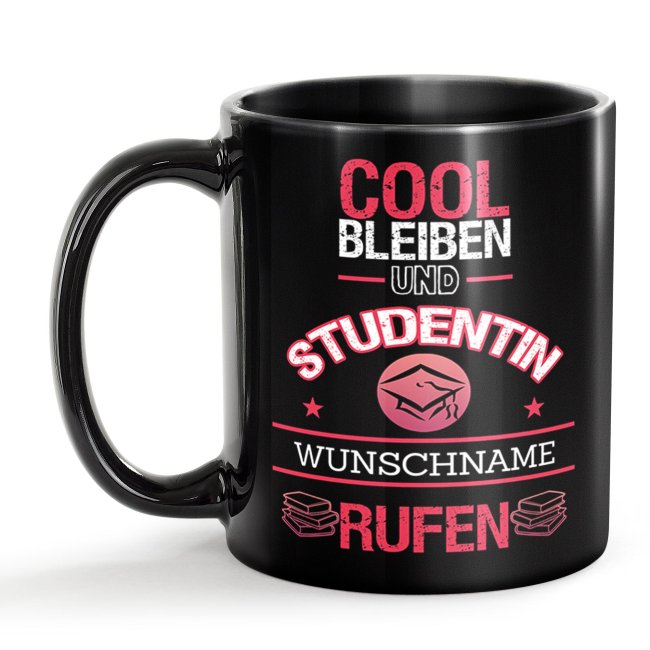 Schwarze Tasse - Studentin - Berufe-Tasse mit Name