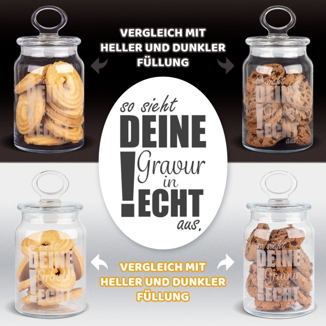 Vorratsdose aus Glas f&uuml;r die weltliebste Oma - mit graviertem Spruch - 800 ml