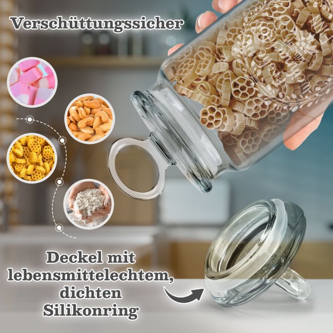 Vorratsdose aus Glas mit Gravur - Motiv - Frohe Weihnachten - mit Name - Verschiedene Gr&ouml;&szlig;en