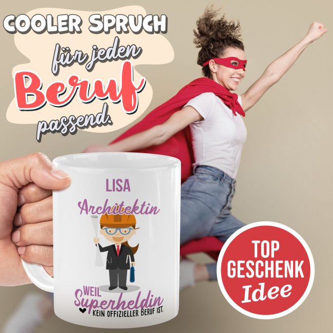 Berufe-Tasse f&uuml;r Frauen - Architektin - mit Name