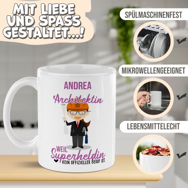 Berufe-Tasse f&uuml;r Frauen - Architektin - mit Name