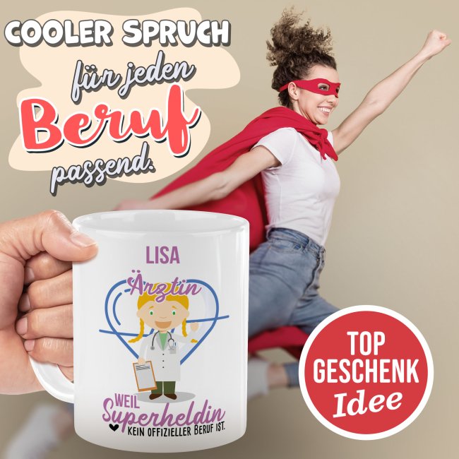 Berufe-Tasse f&uuml;r Frauen - &Auml;rztin - mit Name