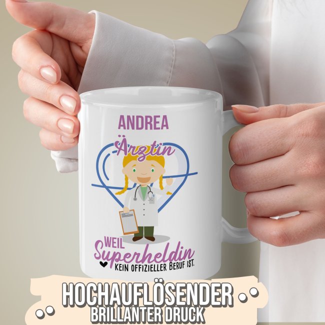 Berufe-Tasse f&uuml;r Frauen - &Auml;rztin - mit Name