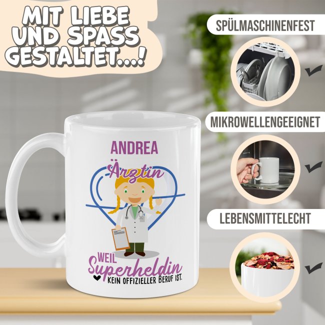 Berufe-Tasse f&uuml;r Frauen - &Auml;rztin - mit Name