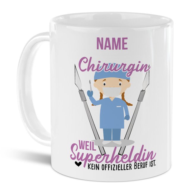 Berufe-Tasse f&uuml;r Frauen - Chirurgin - mit Name