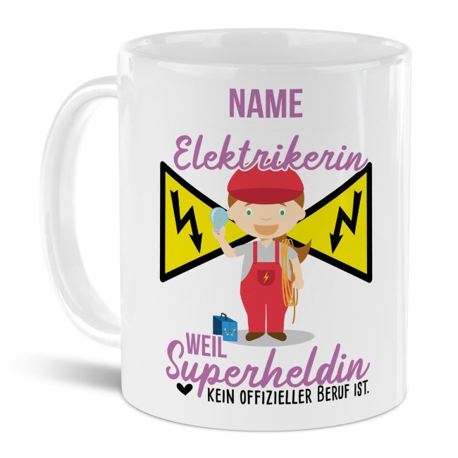 Berufe-Tasse f&uuml;r Frauen - Elektrikerin - mit Name