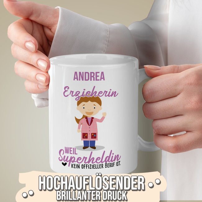 Berufe-Tasse f&uuml;r Frauen - Erzieherin - mit Name